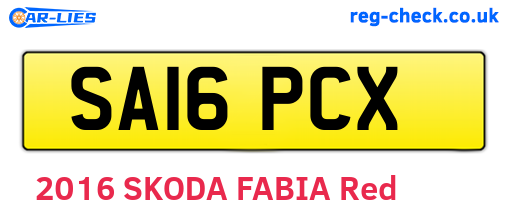 SA16PCX are the vehicle registration plates.