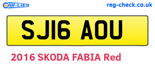 SJ16AOU are the vehicle registration plates.