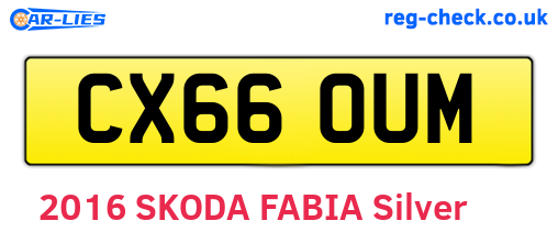 CX66OUM are the vehicle registration plates.