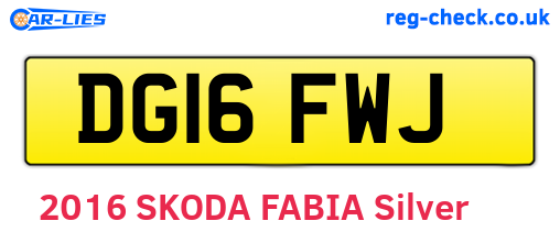 DG16FWJ are the vehicle registration plates.