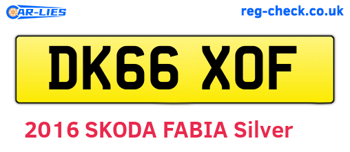 DK66XOF are the vehicle registration plates.