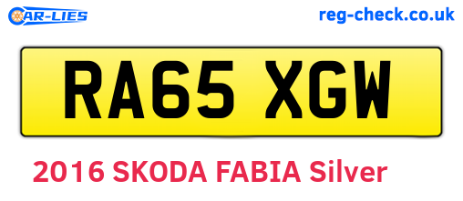 RA65XGW are the vehicle registration plates.