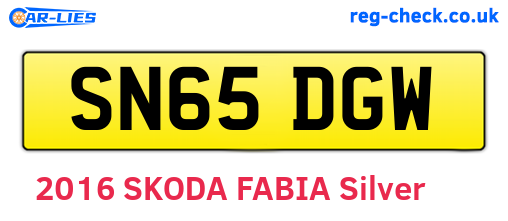 SN65DGW are the vehicle registration plates.