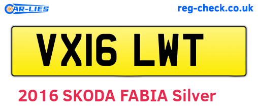 VX16LWT are the vehicle registration plates.