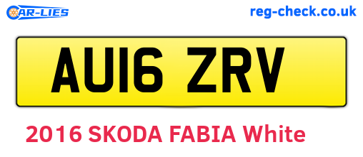 AU16ZRV are the vehicle registration plates.
