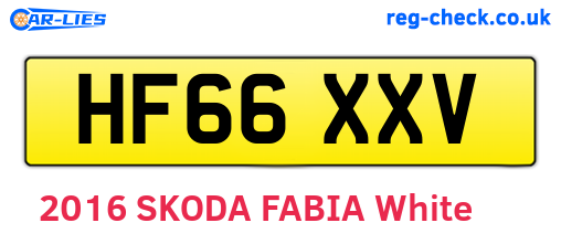 HF66XXV are the vehicle registration plates.