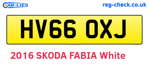 HV66OXJ are the vehicle registration plates.