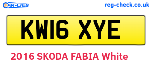 KW16XYE are the vehicle registration plates.