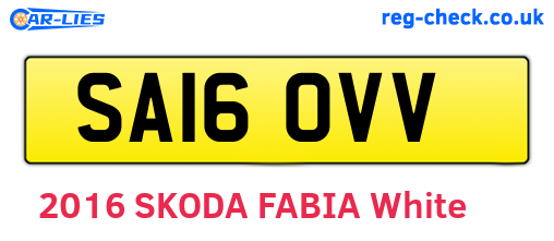 SA16OVV are the vehicle registration plates.