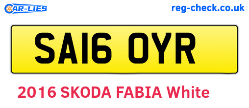SA16OYR are the vehicle registration plates.