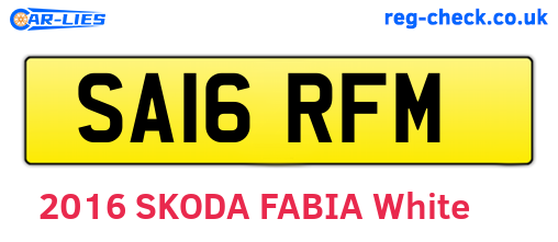 SA16RFM are the vehicle registration plates.