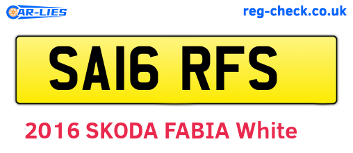 SA16RFS are the vehicle registration plates.