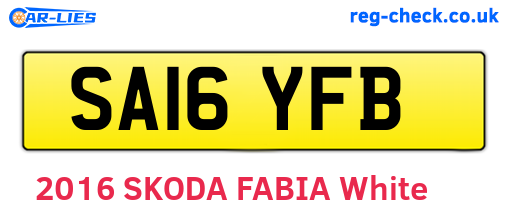 SA16YFB are the vehicle registration plates.