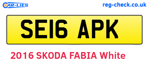 SE16APK are the vehicle registration plates.