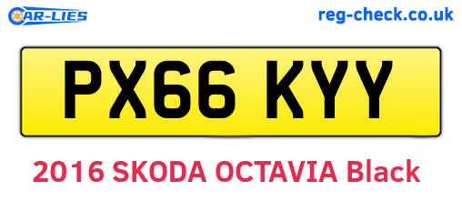PX66KYY are the vehicle registration plates.