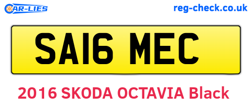 SA16MEC are the vehicle registration plates.