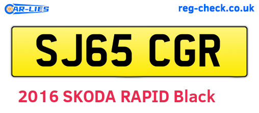 SJ65CGR are the vehicle registration plates.