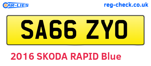 SA66ZYO are the vehicle registration plates.