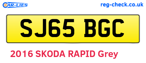 SJ65BGC are the vehicle registration plates.