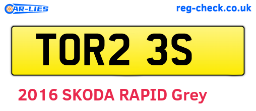 TOR23S are the vehicle registration plates.