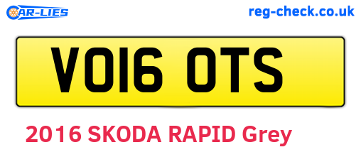 VO16OTS are the vehicle registration plates.