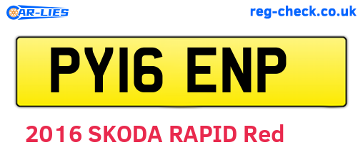 PY16ENP are the vehicle registration plates.