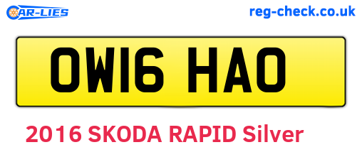 OW16HAO are the vehicle registration plates.