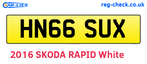 HN66SUX are the vehicle registration plates.
