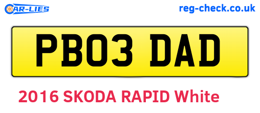 PB03DAD are the vehicle registration plates.