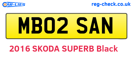 MB02SAN are the vehicle registration plates.