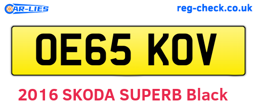 OE65KOV are the vehicle registration plates.