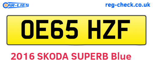 OE65HZF are the vehicle registration plates.