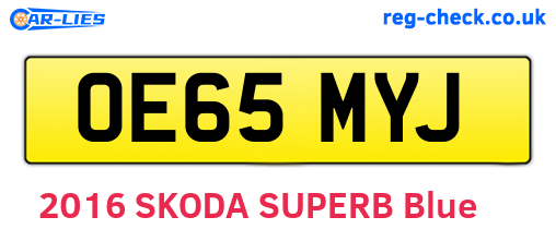 OE65MYJ are the vehicle registration plates.