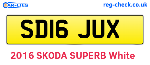 SD16JUX are the vehicle registration plates.