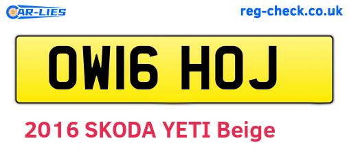 OW16HOJ are the vehicle registration plates.