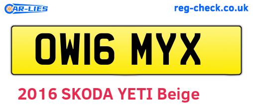 OW16MYX are the vehicle registration plates.