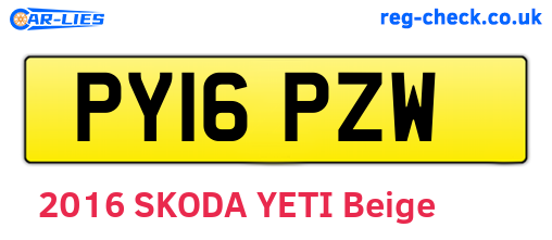 PY16PZW are the vehicle registration plates.