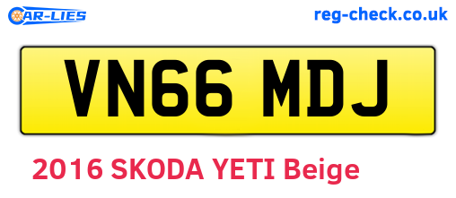 VN66MDJ are the vehicle registration plates.