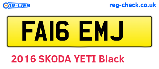 FA16EMJ are the vehicle registration plates.