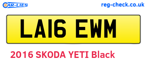 LA16EWM are the vehicle registration plates.