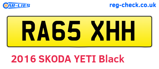 RA65XHH are the vehicle registration plates.