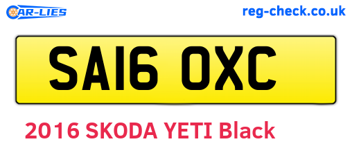 SA16OXC are the vehicle registration plates.
