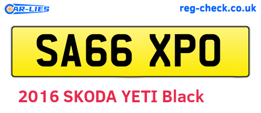 SA66XPO are the vehicle registration plates.