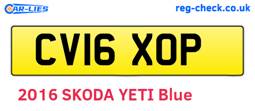 CV16XOP are the vehicle registration plates.