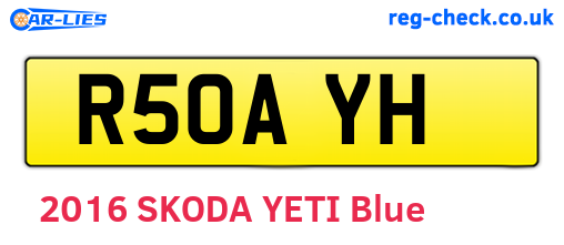 R50AYH are the vehicle registration plates.