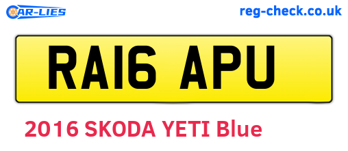RA16APU are the vehicle registration plates.