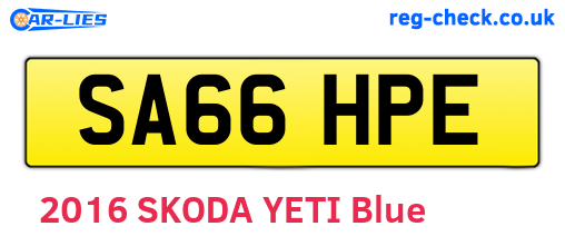 SA66HPE are the vehicle registration plates.