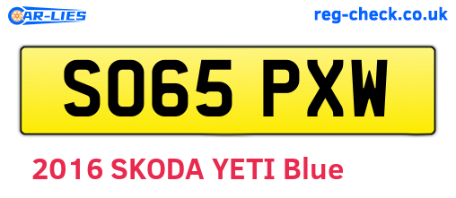 SO65PXW are the vehicle registration plates.