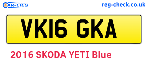 VK16GKA are the vehicle registration plates.