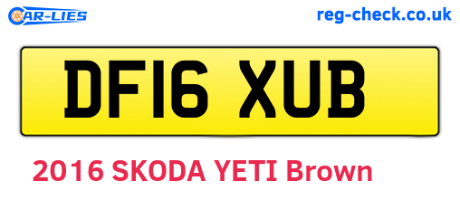 DF16XUB are the vehicle registration plates.